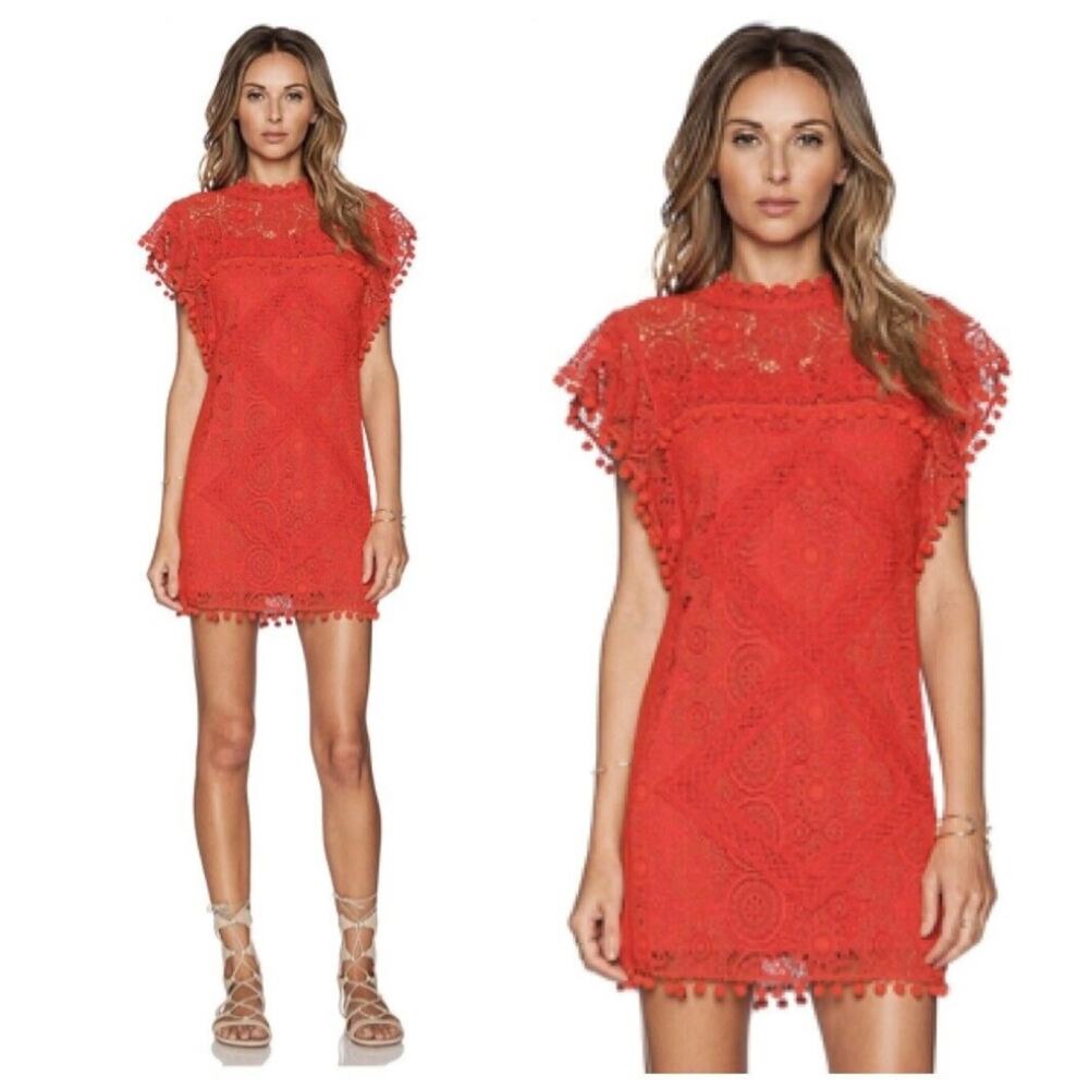 Tularosa Clayton Red Crochet Lace Mini Dress Size XS